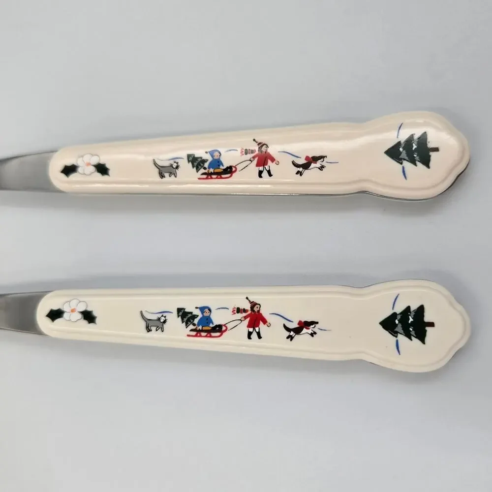 Two Pfaltzgraff Snow Village Stainless Steel Salad Fork Replacements